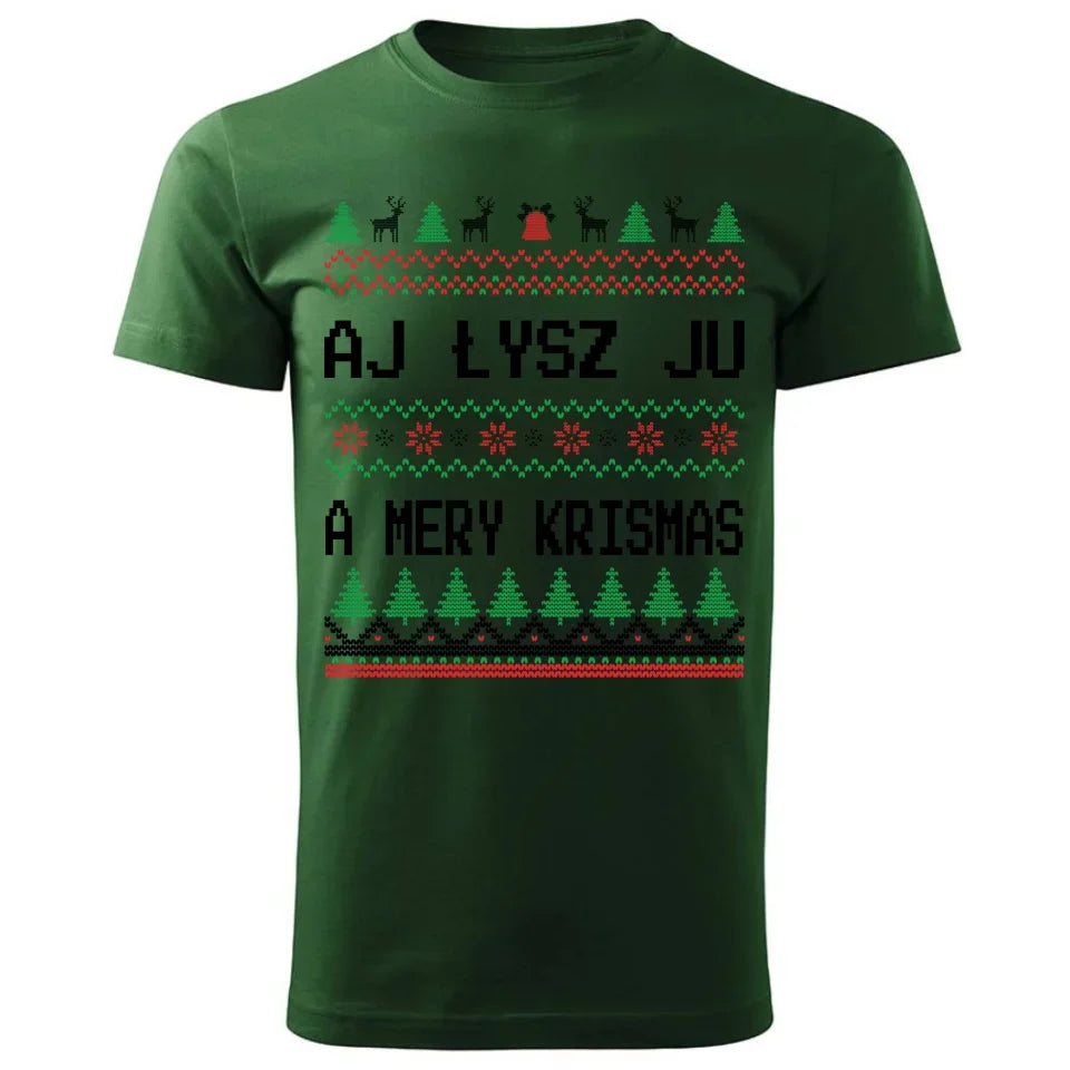 Aj łysz ju a mery krismas | Świąteczna koszulka męska BN12 - StoryCups.pl