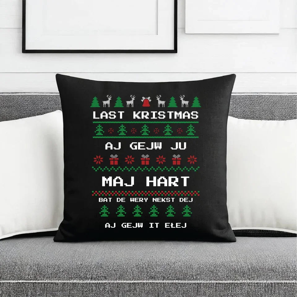 Last kristmas aj gejw ju maj hart | Świąteczna poduszka dekoracyjna BN13 - StoryCups.pl