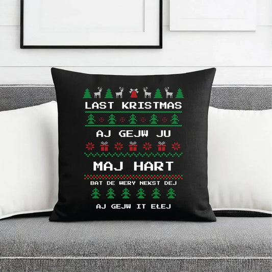 Last kristmas aj gejw ju maj hart | Świąteczna poduszka dekoracyjna BN13 - StoryCups.pl