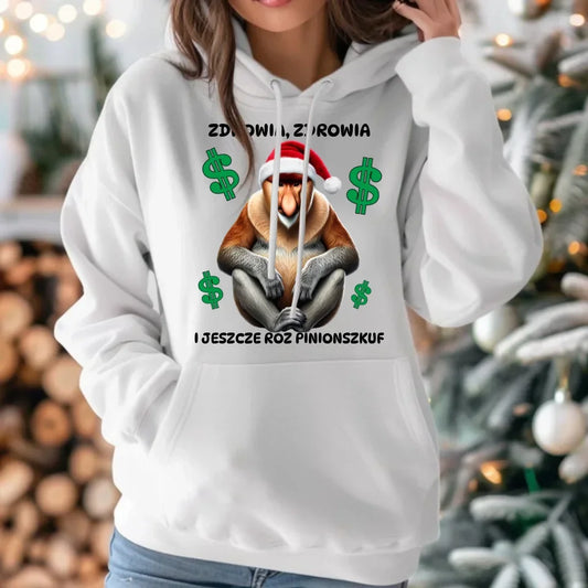 Zdrowia i pinionszkuf | Świąteczna bluza damska z kapturem BN111 - StoryCups.pl