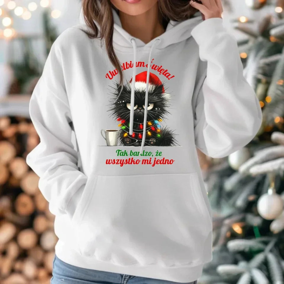 Wszystko mi jedno | Świąteczna bluza damska z kapturem BN35 - StoryCups.pl