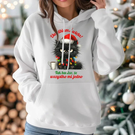 Wszystko mi jedno | Świąteczna bluza damska z kapturem BN35 - StoryCups.pl