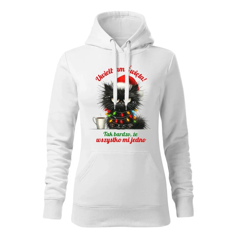 Wszystko mi jedno | Świąteczna bluza damska z kapturem BN35 - StoryCups.pl