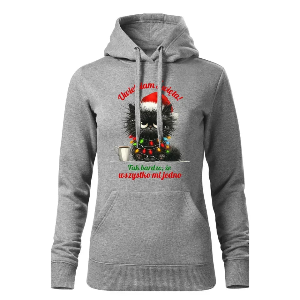 Wszystko mi jedno | Świąteczna bluza damska z kapturem BN35 - StoryCups.pl