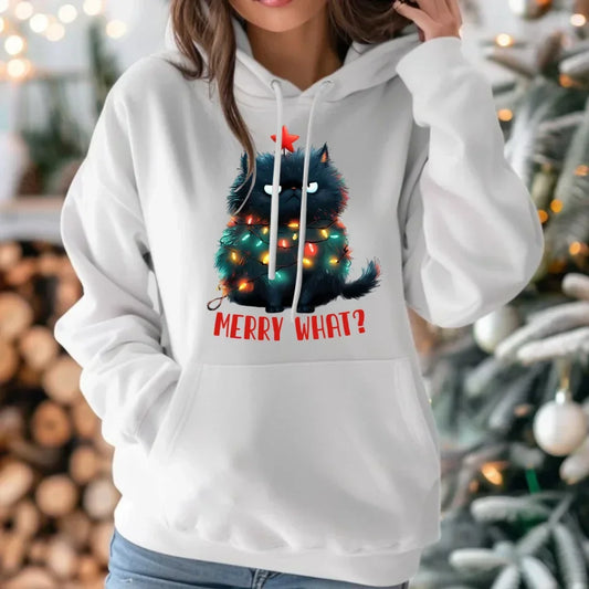 Merry what? | Świąteczna bluza damska z kapturem BN37 - StoryCups.pl