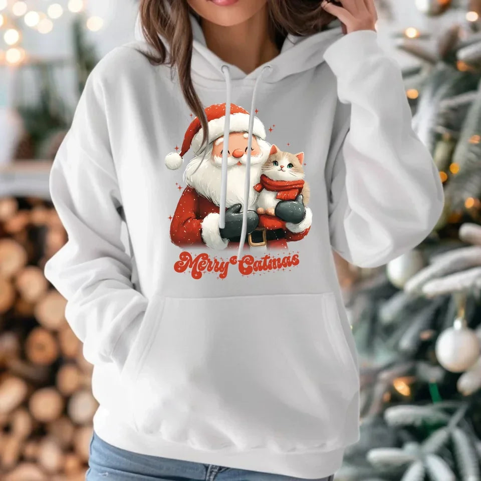 Merry Catmas | Świąteczna bluza damska z kapturem BN38 - StoryCups.pl