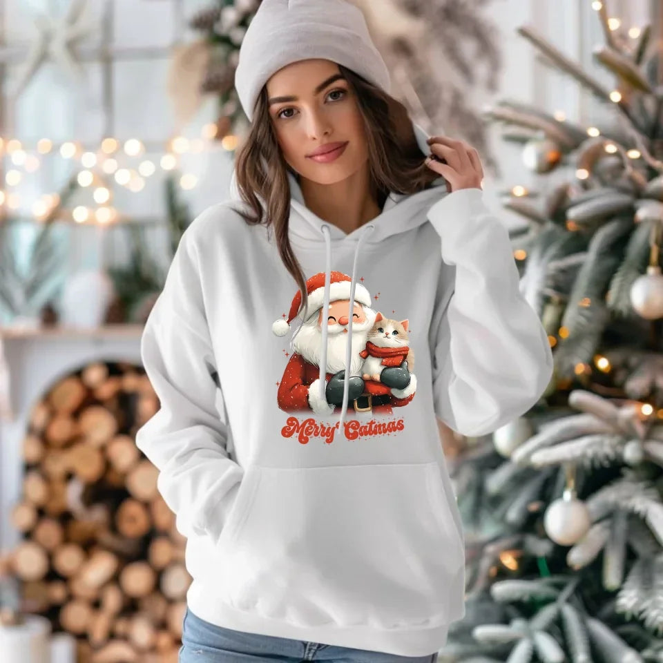 Merry Catmas | Świąteczna bluza damska z kapturem BN38 - StoryCups.pl