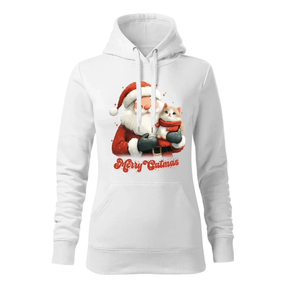 Merry Catmas | Świąteczna bluza damska z kapturem BN38 - StoryCups.pl