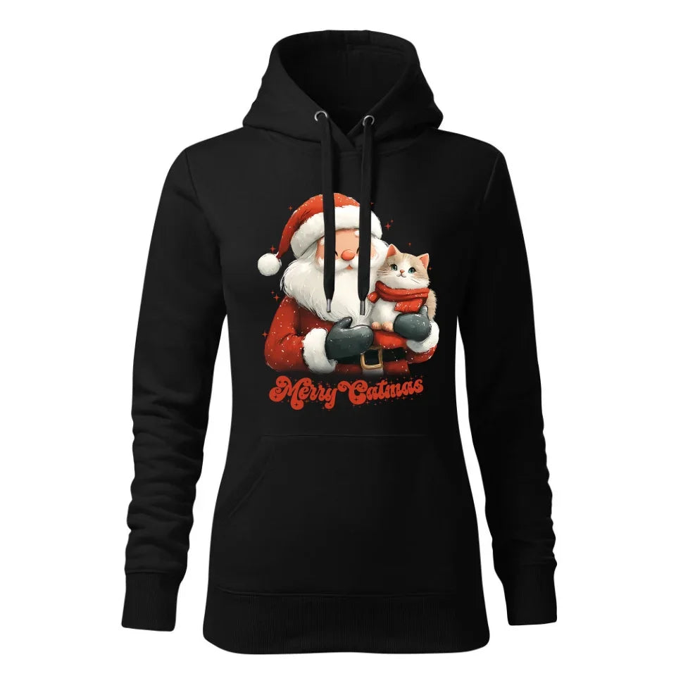 Merry Catmas | Świąteczna bluza damska z kapturem BN38 - StoryCups.pl