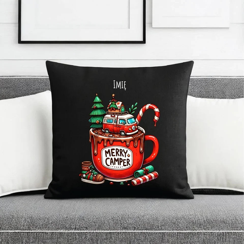 Merry Camper | Personalizowana poduszka dekoracyjna świąteczna BN43 - StoryCups.pl