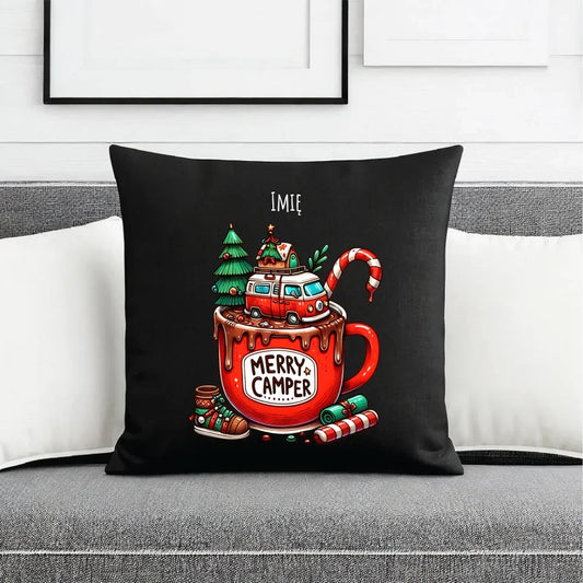 Merry Camper | Personalizowana poduszka dekoracyjna świąteczna BN43 - StoryCups.pl