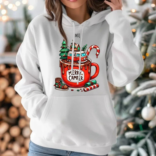 Merry Camper | Personalizowana bluza damska z kapturem świąteczna BN43 - StoryCups.pl
