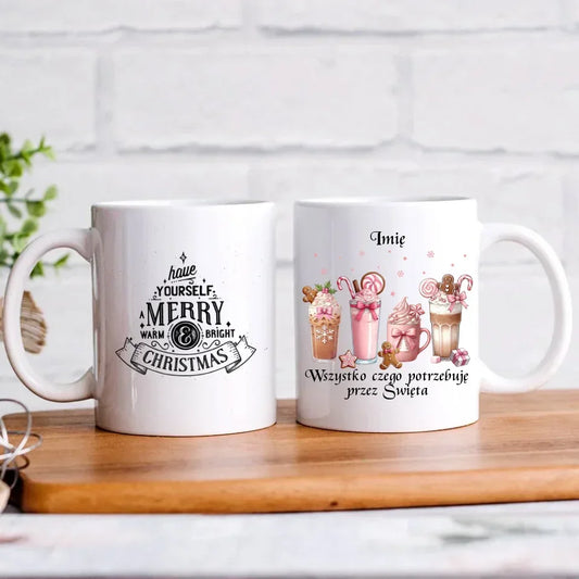 Wszystko czego potrzebuję przez Święta | Personalizowany kubek świąteczny BN46 - StoryCups.pl