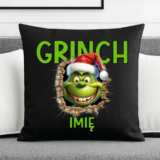 Grinch | Personalizowana poduszka dekoracyjna świąteczna BN112 - StoryCups.pl