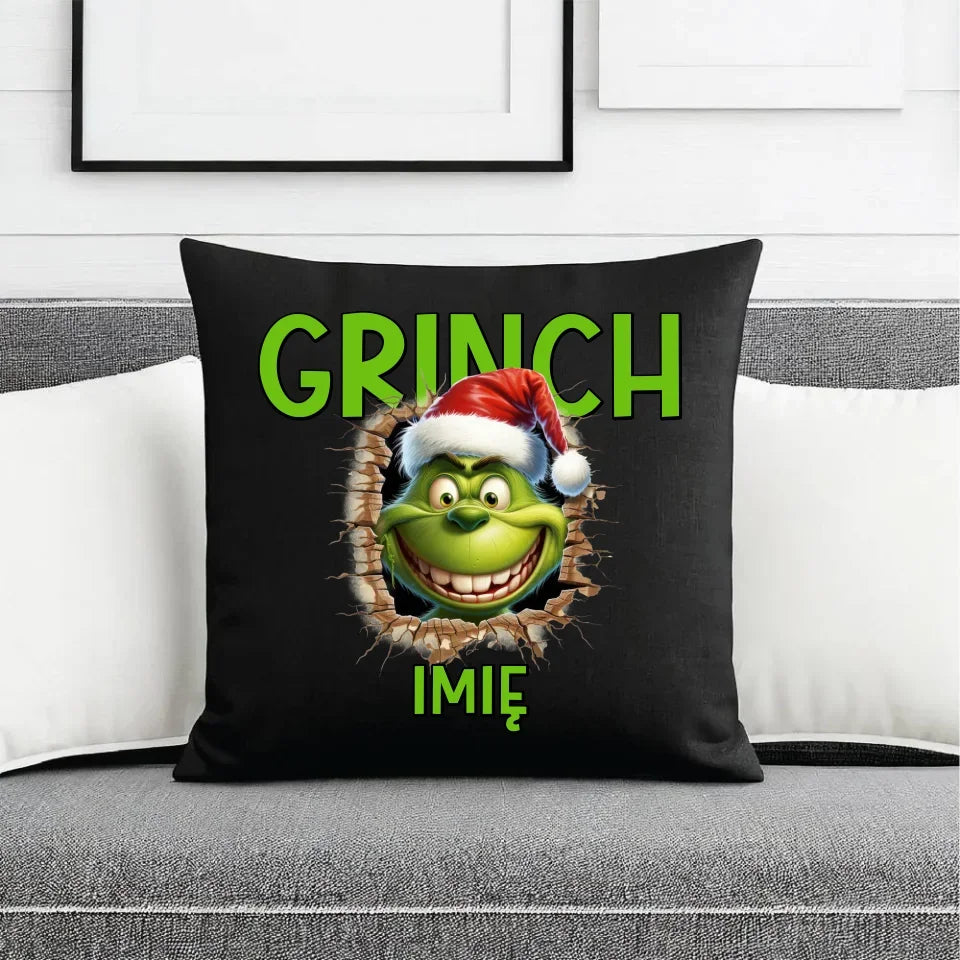 Grinch | Personalizowana poduszka dekoracyjna świąteczna BN112 - StoryCups.pl