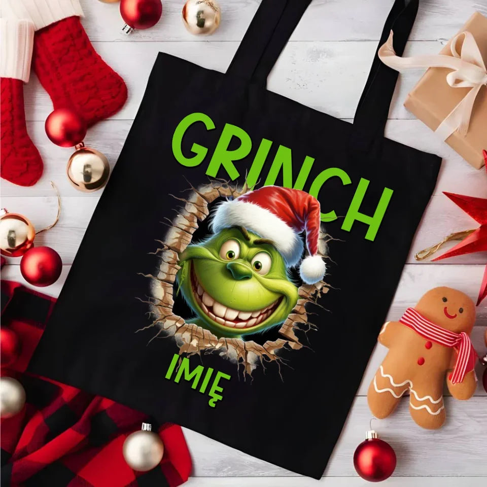Grinch | Świąteczna eco torba z personalizacją BN112 - StoryCups.pl