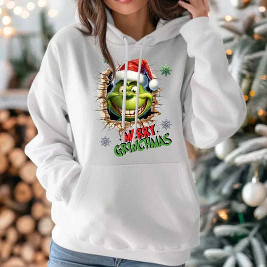 Merry Grinchmas | Świąteczna bluza damska z kapturem BN113 - StoryCups.pl