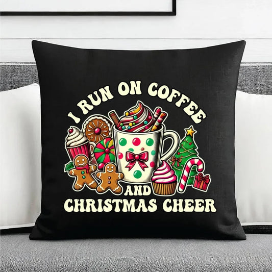 I run on coffee | Świąteczna poduszka dekoracyjna BN47 - StoryCups.pl