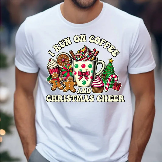 I run on coffee | Świąteczna koszulka męska BN47 - StoryCups.pl