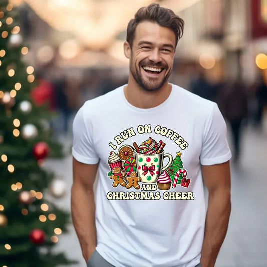 I run on coffee | Świąteczna koszulka męska BN47 - StoryCups.pl