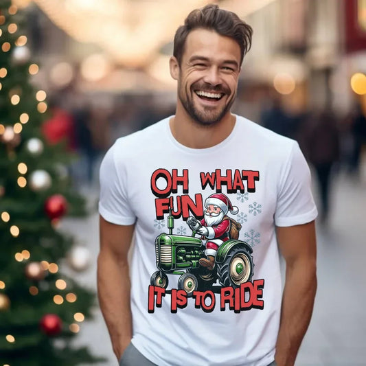 Oh what fun it is to ride | Świąteczna koszulka męska BN48 - StoryCups.pl