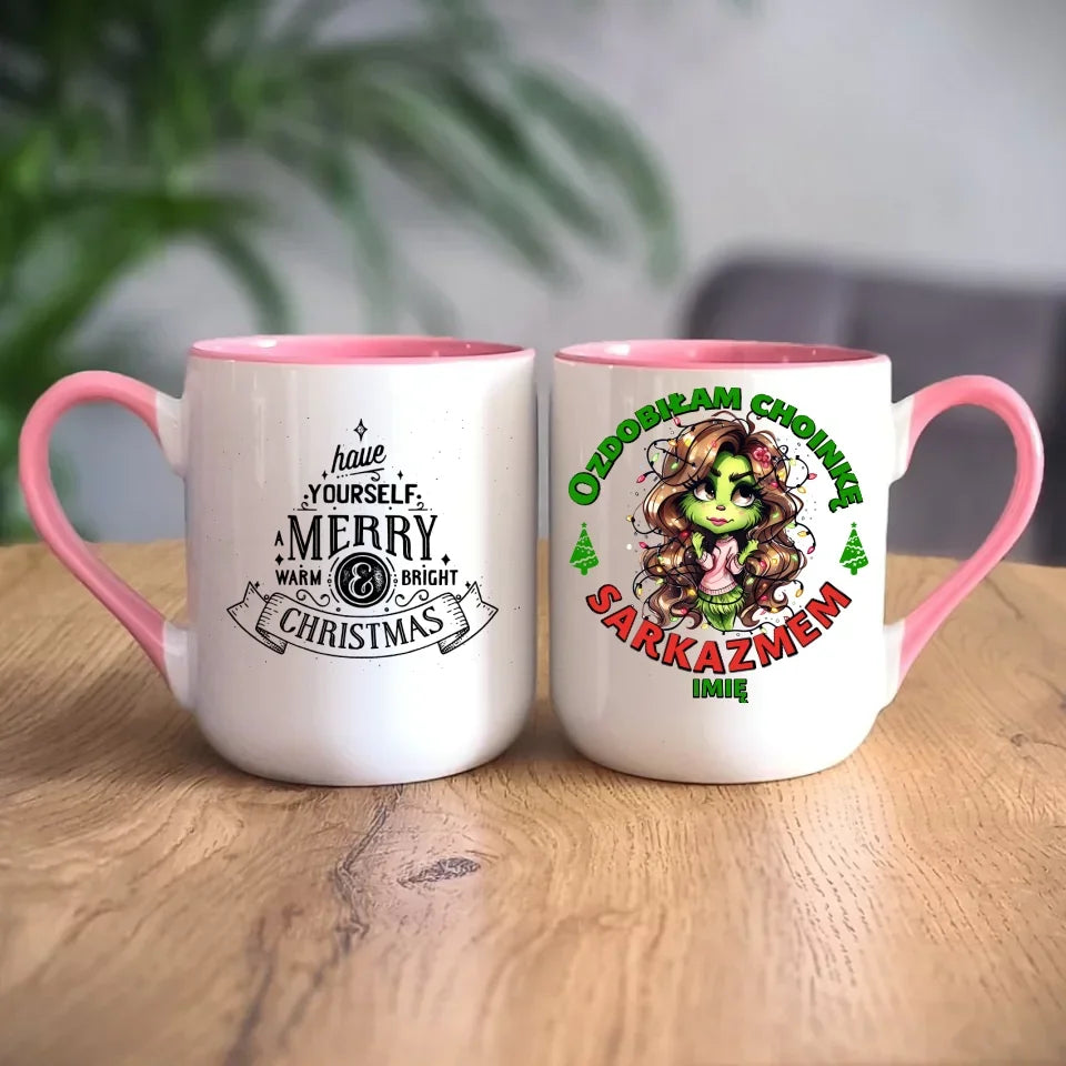 Ozdobiłam choinkę sarkazmem | Śmieszny kubek świąteczny dla niej BN115 - StoryCups.pl
