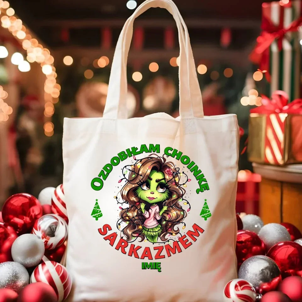 Ozdobiłam choinkę sarkazmem | Świąteczna eco torba BN115 - StoryCups.pl