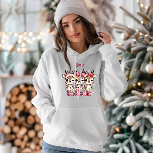 Ho ho ho reniferki | Świąteczna bluza damska z kapturem i personalizacją BN49 - StoryCups.pl