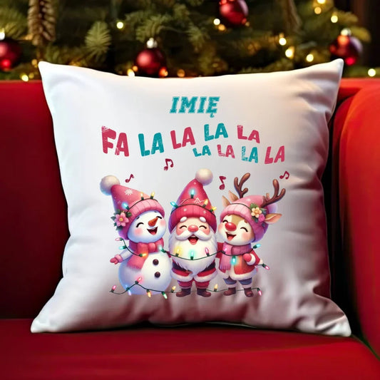 Fa la la la la | Świąteczna poduszka z imieniem BN51 - StoryCups.pl