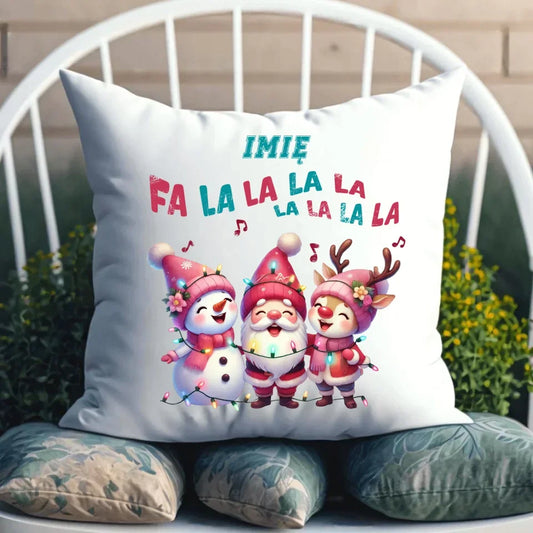 Fa la la la la | Świąteczna poduszka z imieniem BN51 - StoryCups.pl