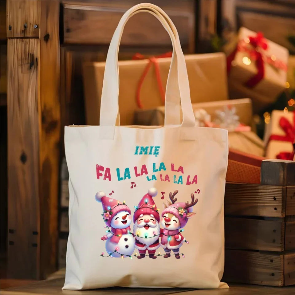 Fa la la la la | Świąteczna eco torba z imieniem BN51 - StoryCups.pl