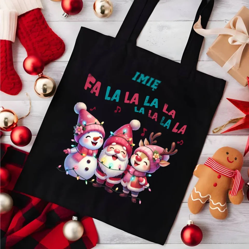 Fa la la la la | Świąteczna eco torba z imieniem BN51 - StoryCups.pl