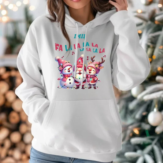 Fa la la la la | Świąteczna bluza damska z kapturem i personalizacją BN51 - StoryCups.pl