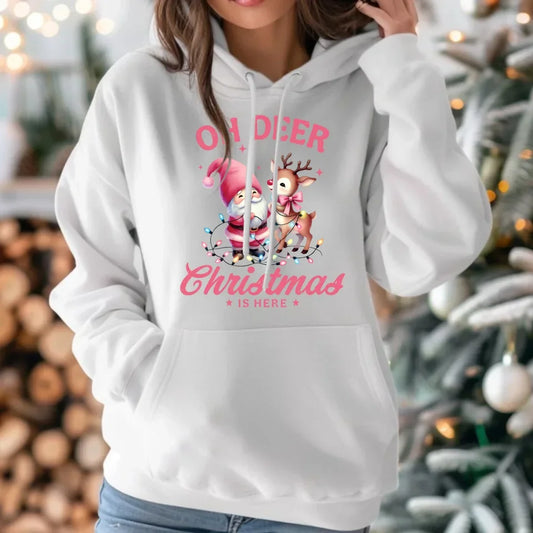 Oh deer Christmas is here | Świąteczna bluza damska z kapturem BN59 - StoryCups.pl