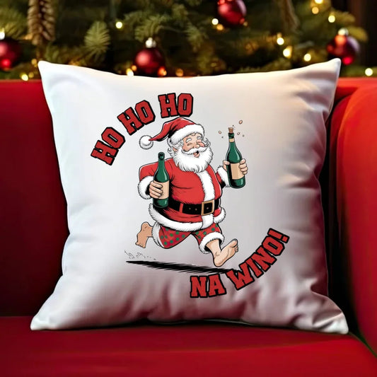 Ho ho ho na wino | Świąteczna poduszka BN61 - StoryCups.pl