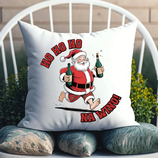 Ho ho ho na wino | Świąteczna poduszka BN61 - StoryCups.pl
