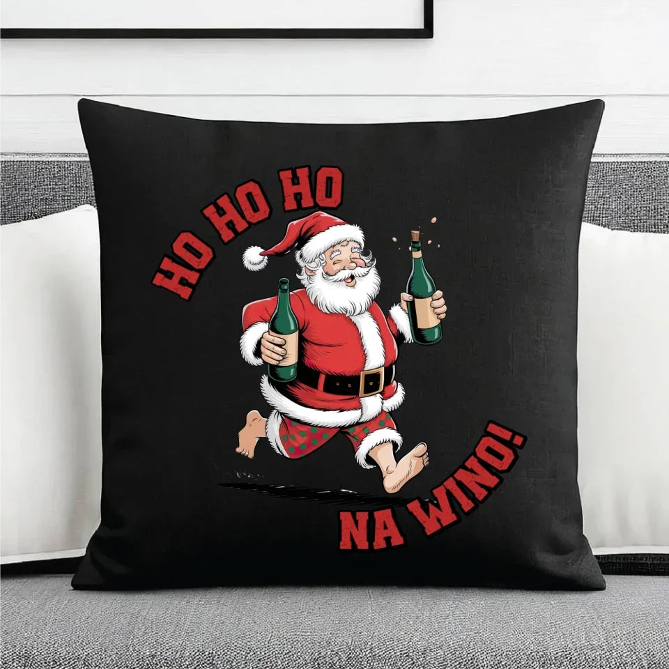 Ho ho ho na wino | Świąteczna poduszka dekoracyjna BN61 - StoryCups.pl