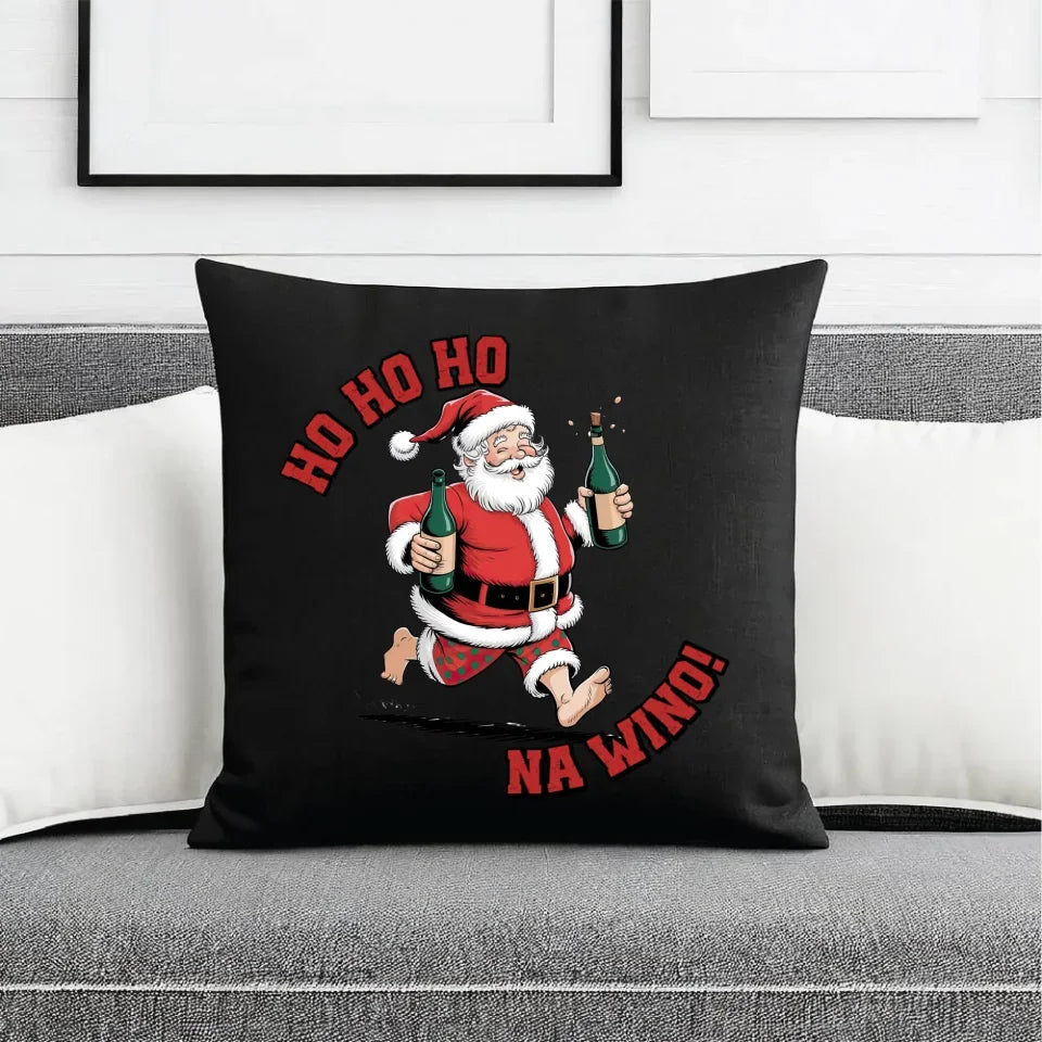 Ho ho ho na wino | Świąteczna poduszka dekoracyjna BN61 - StoryCups.pl