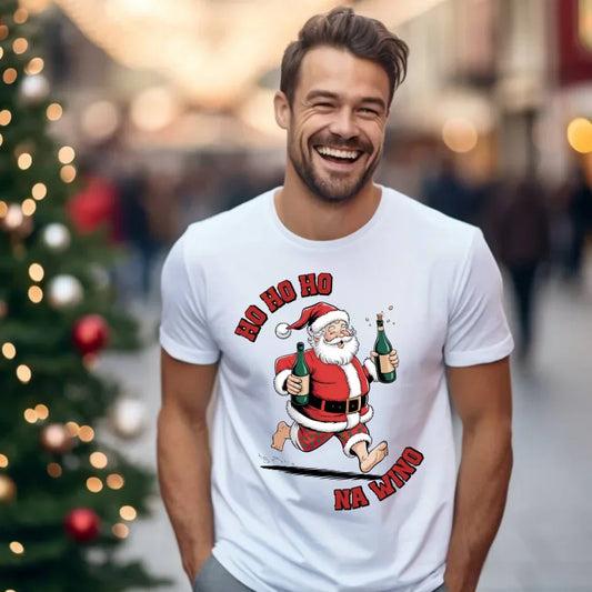 Ho ho ho na wino | Świąteczna koszulka męska BN61 - StoryCups.pl
