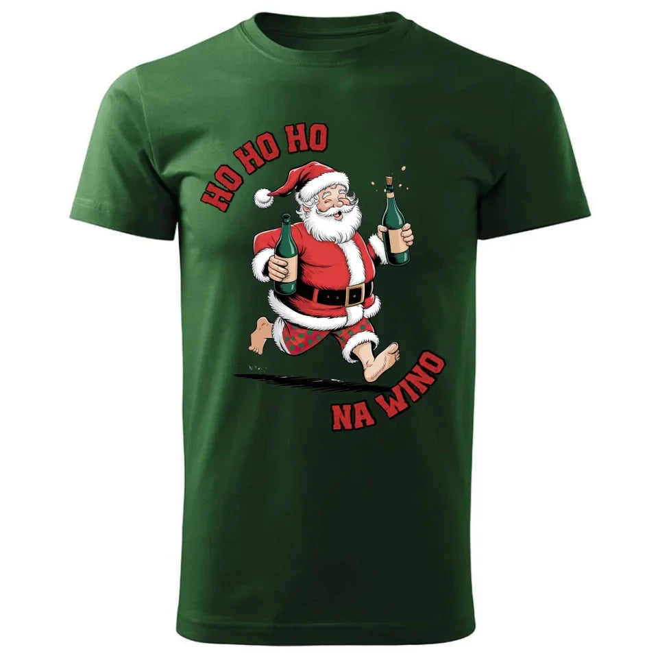 Ho ho ho na wino | Świąteczna koszulka męska BN61 - StoryCups.pl