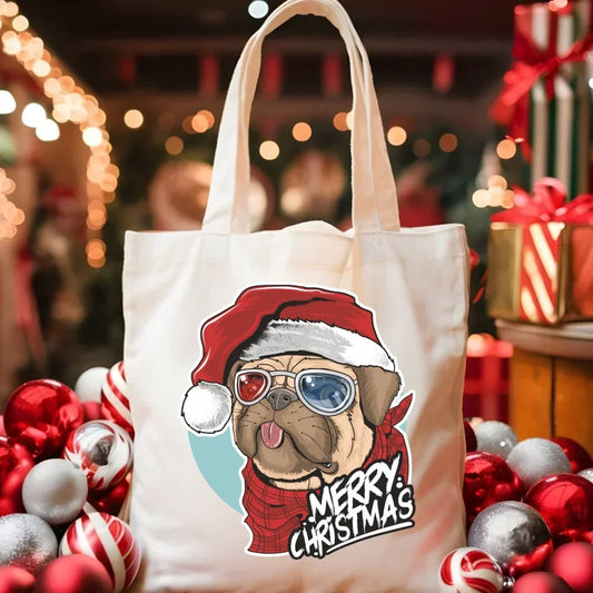 Merry Christmas | Świąteczna torba z mopsem BN62 - StoryCups.pl