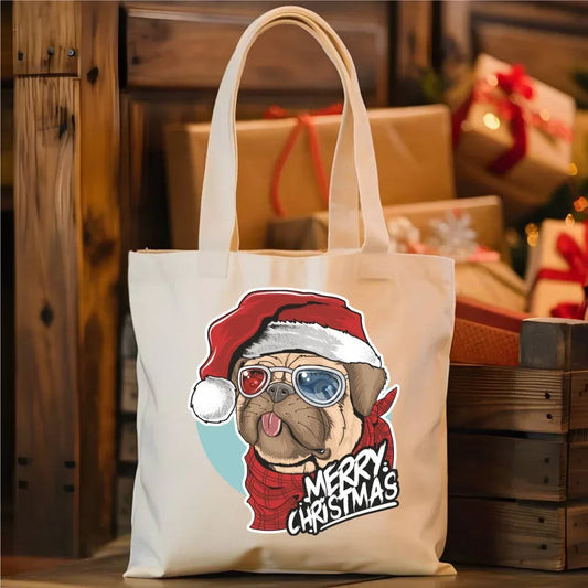 Merry Christmas | Świąteczna torba z mopsem BN62 - StoryCups.pl