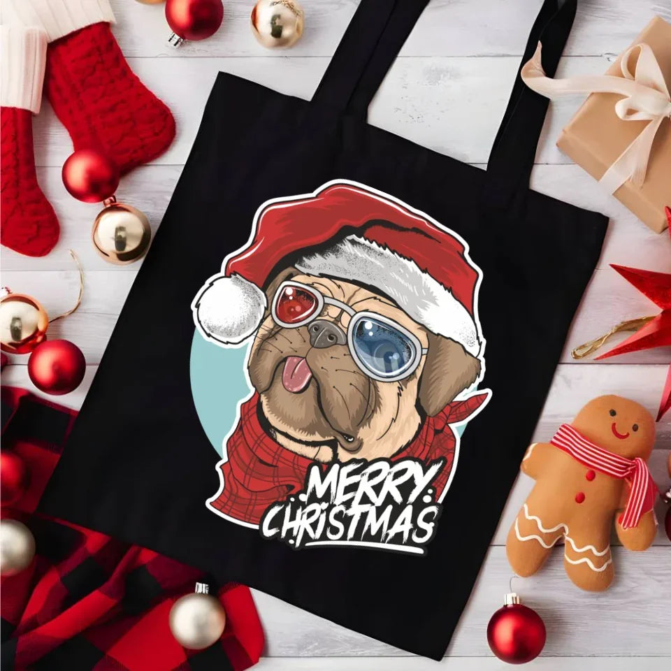 Merry Christmas | Świąteczna torba z mopsem BN62 - StoryCups.pl