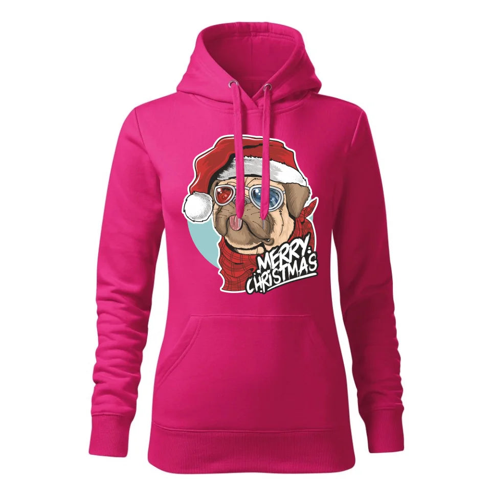 Świąteczna bluza damska z kapturem różowa na prezent personalizacja hoodie Święta Boże Narodzenie Mikołajki