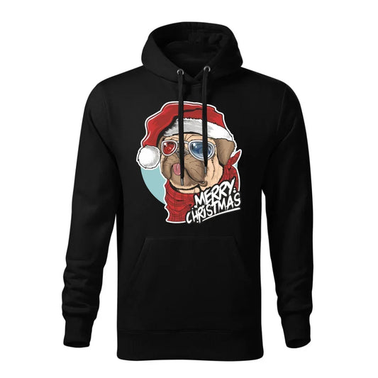 Merry Christmas | Świąteczna bluza męska z kapturem i mopsem BN62 - StoryCups.pl