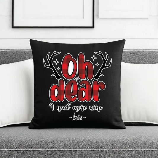 Potrzebuję więcej wina | Personalizowana świąteczna poduszka dekoracyjna BN63 - StoryCups.pl