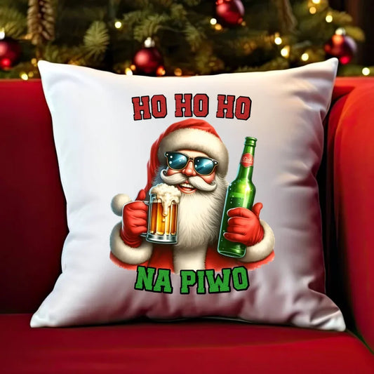 Ho ho ho na piwo | Świąteczna poduszka BN64 - StoryCups.pl