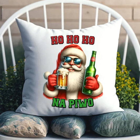 Ho ho ho na piwo | Świąteczna poduszka BN64 - StoryCups.pl