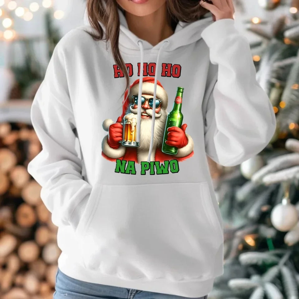 Ho ho ho na piwo | Świąteczna bluza damska z kapturem BN64 - StoryCups.pl