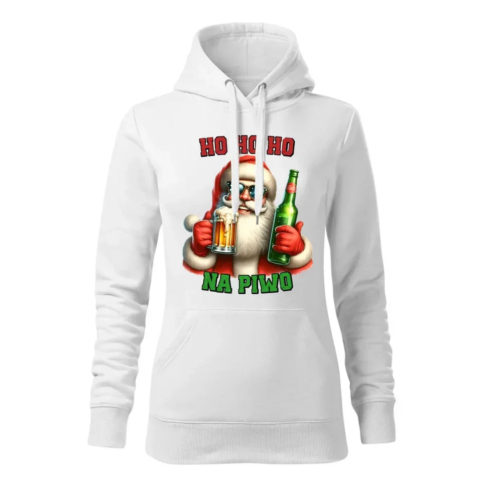 Ho ho ho na piwo | Świąteczna bluza damska z kapturem BN64 - StoryCups.pl